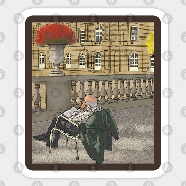 Old man reading a book Sticker by hande.draws